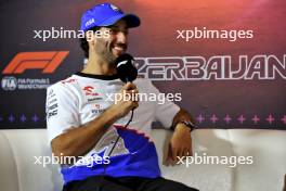 Daniel Ricciardo (AUS) RB in the FIA Press Conference. 12.09.2024. Formula 1 World Championship, Rd 17, Azerbaijan Grand Prix, Baku Street Circuit, Azerbaijan, Preparation Day.