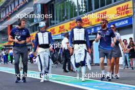 Logan Sargeant (USA) Williams Racing and Alexander Albon (THA) Williams Racing on the grid. 28.07.2024. Formula 1 World Championship, Rd 14, Belgian Grand Prix, Spa Francorchamps, Belgium, Race Day.