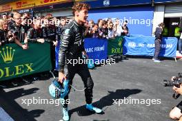 Race winner George Russell (GBR) Mercedes AMG F1 celebrates in parc ferme. 28.07.2024. Formula 1 World Championship, Rd 14, Belgian Grand Prix, Spa Francorchamps, Belgium, Race Day.