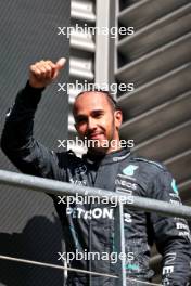 Lewis Hamilton (GBR) Mercedes AMG F1 celebrates his second position on the podium. 28.07.2024. Formula 1 World Championship, Rd 14, Belgian Grand Prix, Spa Francorchamps, Belgium, Race Day.