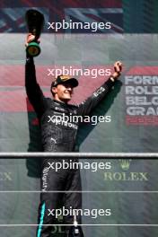 Race winner George Russell (GBR) Mercedes AMG F1 celebrates on the podium. 28.07.2024. Formula 1 World Championship, Rd 14, Belgian Grand Prix, Spa Francorchamps, Belgium, Race Day.