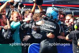 Race winner George Russell (GBR) Mercedes AMG F1 celebrates in parc ferme with the team. 28.07.2024. Formula 1 World Championship, Rd 14, Belgian Grand Prix, Spa Francorchamps, Belgium, Race Day.