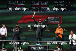 The podium (L to R): Joey McMillan (GBR) Mercedes AMG F1 Lead Race Strategist; Lewis Hamilton (GBR) Mercedes AMG F1, second; George Russell (GBR) Mercedes AMG F1, race winner; Oscar Piastri (AUS) McLaren, third. 28.07.2024. Formula 1 World Championship, Rd 14, Belgian Grand Prix, Spa Francorchamps, Belgium, Race Day.