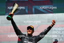 Race winner George Russell (GBR) Mercedes AMG F1 celebrates on the podium. 28.07.2024. Formula 1 World Championship, Rd 14, Belgian Grand Prix, Spa Francorchamps, Belgium, Race Day.