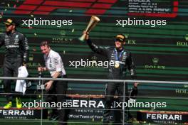 Race winner George Russell (GBR) Mercedes AMG F1 celebrates on the podium. 28.07.2024. Formula 1 World Championship, Rd 14, Belgian Grand Prix, Spa Francorchamps, Belgium, Race Day.