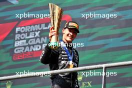 Race winner George Russell (GBR) Mercedes AMG F1 celebrates on the podium. 28.07.2024. Formula 1 World Championship, Rd 14, Belgian Grand Prix, Spa Francorchamps, Belgium, Race Day.