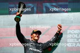 Race winner George Russell (GBR) Mercedes AMG F1 celebrates on the podium. 28.07.2024. Formula 1 World Championship, Rd 14, Belgian Grand Prix, Spa Francorchamps, Belgium, Race Day.