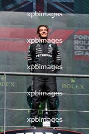 Race winner George Russell (GBR) Mercedes AMG F1 celebrates on the podium. 28.07.2024. Formula 1 World Championship, Rd 14, Belgian Grand Prix, Spa Francorchamps, Belgium, Race Day.