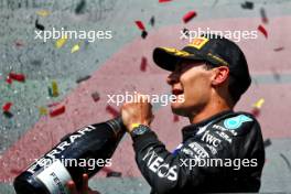 Race winner George Russell (GBR) Mercedes AMG F1 celebrates on the podium. 28.07.2024. Formula 1 World Championship, Rd 14, Belgian Grand Prix, Spa Francorchamps, Belgium, Race Day.