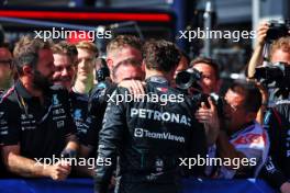 Race winner George Russell (GBR) Mercedes AMG F1 celebrates with the team in parc ferme. 28.07.2024. Formula 1 World Championship, Rd 14, Belgian Grand Prix, Spa Francorchamps, Belgium, Race Day.