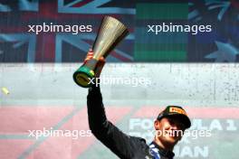 Race winner George Russell (GBR) Mercedes AMG F1 celebrates on the podium. 28.07.2024. Formula 1 World Championship, Rd 14, Belgian Grand Prix, Spa Francorchamps, Belgium, Race Day.