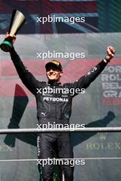 Race winner George Russell (GBR) Mercedes AMG F1 celebrates on the podium. 28.07.2024. Formula 1 World Championship, Rd 14, Belgian Grand Prix, Spa Francorchamps, Belgium, Race Day.