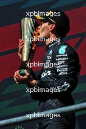 Race winner George Russell (GBR) Mercedes AMG F1 celebrates on the podium. 28.07.2024. Formula 1 World Championship, Rd 14, Belgian Grand Prix, Spa Francorchamps, Belgium, Race Day.