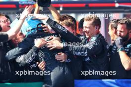 Race winner George Russell (GBR) Mercedes AMG F1 celebrates in parc ferme with the team. 28.07.2024. Formula 1 World Championship, Rd 14, Belgian Grand Prix, Spa Francorchamps, Belgium, Race Day.