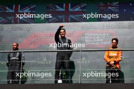 The podium (L to R): Lewis Hamilton (GBR) Mercedes AMG F1, second; George Russell (GBR) Mercedes AMG F1, race winner; Oscar Piastri (AUS) McLaren, third. 28.07.2024. Formula 1 World Championship, Rd 14, Belgian Grand Prix, Spa Francorchamps, Belgium, Race Day.