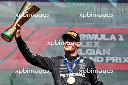 Race winner George Russell (GBR) Mercedes AMG F1 celebrates on the podium. 28.07.2024. Formula 1 World Championship, Rd 14, Belgian Grand Prix, Spa Francorchamps, Belgium, Race Day.