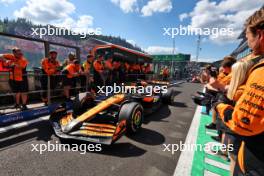 Oscar Piastri (AUS) McLaren MCL38 enters parc ferme. 28.07.2024. Formula 1 World Championship, Rd 14, Belgian Grand Prix, Spa Francorchamps, Belgium, Race Day.