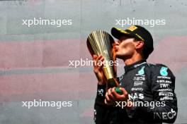 Race winner George Russell (GBR) Mercedes AMG F1 celebrates on the podium. 28.07.2024. Formula 1 World Championship, Rd 14, Belgian Grand Prix, Spa Francorchamps, Belgium, Race Day.