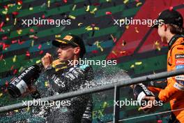 Race winner George Russell (GBR) Mercedes AMG F1 celebrates on the podium. 28.07.2024. Formula 1 World Championship, Rd 14, Belgian Grand Prix, Spa Francorchamps, Belgium, Race Day.