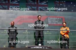 The podium (L to R): Lewis Hamilton (GBR) Mercedes AMG F1, second; George Russell (GBR) Mercedes AMG F1, race winner; Oscar Piastri (AUS) McLaren, third. 28.07.2024. Formula 1 World Championship, Rd 14, Belgian Grand Prix, Spa Francorchamps, Belgium, Race Day.