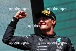 Race winner George Russell (GBR) Mercedes AMG F1 celebrates on the podium. 28.07.2024. Formula 1 World Championship, Rd 14, Belgian Grand Prix, Spa Francorchamps, Belgium, Race Day.