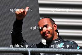 Lewis Hamilton (GBR) Mercedes AMG F1 celebrates his second position on the podium. 28.07.2024. Formula 1 World Championship, Rd 14, Belgian Grand Prix, Spa Francorchamps, Belgium, Race Day.