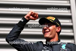 Race winner George Russell (GBR) Mercedes AMG F1 celebrates on the podium. 28.07.2024. Formula 1 World Championship, Rd 14, Belgian Grand Prix, Spa Francorchamps, Belgium, Race Day.