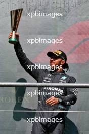 Lewis Hamilton (GBR) Mercedes AMG F1 celebrates his second position on the podium. 28.07.2024. Formula 1 World Championship, Rd 14, Belgian Grand Prix, Spa Francorchamps, Belgium, Race Day.