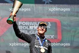 Race winner George Russell (GBR) Mercedes AMG F1 celebrates on the podium. 28.07.2024. Formula 1 World Championship, Rd 14, Belgian Grand Prix, Spa Francorchamps, Belgium, Race Day.