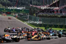 Oscar Piastri (AUS) McLaren MCL38 and Lando Norris (GBR) McLaren MCL38 at the start of the race. 28.07.2024. Formula 1 World Championship, Rd 14, Belgian Grand Prix, Spa Francorchamps, Belgium, Race Day.