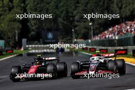 (L to R): Pierre Gasly (FRA) Alpine F1 Team A524 and Nico Hulkenberg (GER) Haas VF-24 battle for position. 28.07.2024. Formula 1 World Championship, Rd 14, Belgian Grand Prix, Spa Francorchamps, Belgium, Race Day.