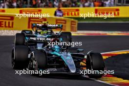 George Russell (GBR) Mercedes AMG F1 W15 leads team mate Lewis Hamilton (GBR) Mercedes AMG F1 W15. 28.07.2024. Formula 1 World Championship, Rd 14, Belgian Grand Prix, Spa Francorchamps, Belgium, Race Day.