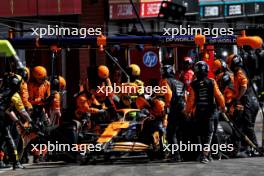 Lando Norris (GBR) McLaren MCL38 makes a pit stop. 28.07.2024. Formula 1 World Championship, Rd 14, Belgian Grand Prix, Spa Francorchamps, Belgium, Race Day.