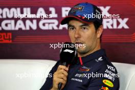 Sergio Perez (MEX) Red Bull Racing in the post qualifying FIA Press Conference. 27.07.2024. Formula 1 World Championship, Rd 14, Belgian Grand Prix, Spa Francorchamps, Belgium, Qualifying Day.