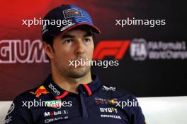 Sergio Perez (MEX) Red Bull Racing in the post qualifying FIA Press Conference. 27.07.2024. Formula 1 World Championship, Rd 14, Belgian Grand Prix, Spa Francorchamps, Belgium, Qualifying Day.