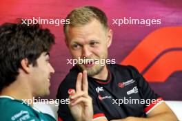 Kevin Magnussen (DEN) Haas F1 Team and Lance Stroll (CDN) Aston Martin F1 Team in the FIA Press Conference. 25.07.2024. Formula 1 World Championship, Rd 14, Belgian Grand Prix, Spa Francorchamps, Belgium, Preparation Day.