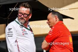 (L to R): Gwen Lagrue, Head of Mercedes AMG Driver Development with Frederic Vasseur (FRA) Ferrari Team Principal. 01.03.2024. Formula 1 World Championship, Rd 1, Bahrain Grand Prix, Sakhir, Bahrain, Qualifying Day.