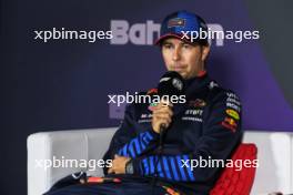 Sergio Perez (MEX) Red Bull Racing in the post race FIA Press Conference. 02.03.2024. Formula 1 World Championship, Rd 1, Bahrain Grand Prix, Sakhir, Bahrain, Race Day.