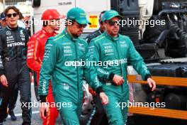 (L to R): Lance Stroll (CDN) Aston Martin F1 Team with Fernando Alonso (ESP) Aston Martin F1 Team. 02.03.2024. Formula 1 World Championship, Rd 1, Bahrain Grand Prix, Sakhir, Bahrain, Race Day.