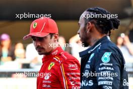 (L to R): Charles Leclerc (MON) Ferrari with Lewis Hamilton (GBR) Mercedes AMG F1. 02.03.2024. Formula 1 World Championship, Rd 1, Bahrain Grand Prix, Sakhir, Bahrain, Race Day.