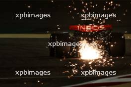 George Russell (GBR) Mercedes AMG F1 W15 sends sparks flying. 29.02.2024. Formula 1 World Championship, Rd 1, Bahrain Grand Prix, Sakhir, Bahrain, Practice Day