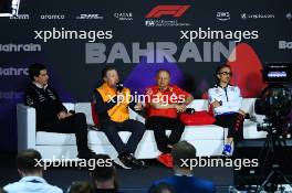 (L to R): Toto Wolff (GER) Mercedes AMG F1 Shareholder and Executive Director; Zak Brown (USA) McLaren Executive Director; Frederic Vasseur (FRA) Ferrari Team Principal; and Laurent Mekies (FRA) RB Technical Director, in the FIA Press Conference. 29.02.2024. Formula 1 World Championship, Rd 1, Bahrain Grand Prix, Sakhir, Bahrain, Practice Day