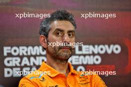 Andrea Stella (ITA) McLaren Team Principal in the FIA Press Conference. 01.11.2024. Formula 1 World Championship, Rd 21, Brazilian Grand Prix, Sao Paulo, Brazil, Sprint Qualifying Day.