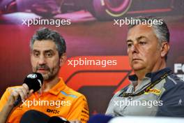 Mario Isola (ITA) Pirelli Racing Manager and Andrea Stella (ITA) McLaren Team Principal in the FIA Press Conference. 01.11.2024. Formula 1 World Championship, Rd 21, Brazilian Grand Prix, Sao Paulo, Brazil, Sprint Qualifying Day.