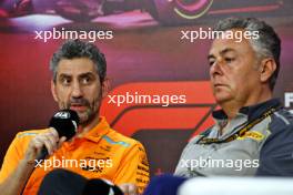 Andrea Stella (ITA) McLaren Team Principal and Mario Isola (ITA) Pirelli Racing Manager in the FIA Press Conference. 01.11.2024. Formula 1 World Championship, Rd 21, Brazilian Grand Prix, Sao Paulo, Brazil, Sprint Qualifying Day.