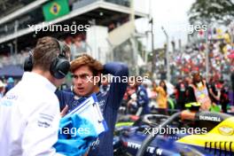 Franco Colapinto (ARG) Williams Racing with Gaetan Jego, Williams Racing Race Engineer on the grid. 03.11.2024. Formula 1 World Championship, Rd 21, Brazilian Grand Prix, Sao Paulo, Brazil, Race Day.