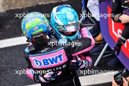 (L to R): Esteban Ocon (FRA) Alpine F1 Team celebrates his second position with third placed team mate Pierre Gasly (FRA) Alpine F1 Team in parc ferme. 03.11.2024. Formula 1 World Championship, Rd 21, Brazilian Grand Prix, Sao Paulo, Brazil, Race Day.