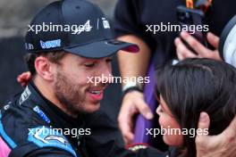 Pierre Gasly (FRA) Alpine F1 Team celebrates his third position with girlfriend Kika Cerqueira Gomes (POR) in parc ferme. 03.11.2024. Formula 1 World Championship, Rd 21, Brazilian Grand Prix, Sao Paulo, Brazil, Race Day.