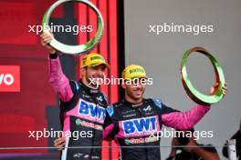 (L to R): Pierre Gasly (FRA) Alpine F1 Team celebrates his third position on the podium with third placed team mate Esteban Ocon (FRA) Alpine F1 Team. 03.11.2024. Formula 1 World Championship, Rd 21, Brazilian Grand Prix, Sao Paulo, Brazil, Race Day.