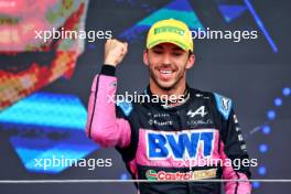 Pierre Gasly (FRA) Alpine F1 Team celebrates his third position on the podium. 03.11.2024. Formula 1 World Championship, Rd 21, Brazilian Grand Prix, Sao Paulo, Brazil, Race Day.